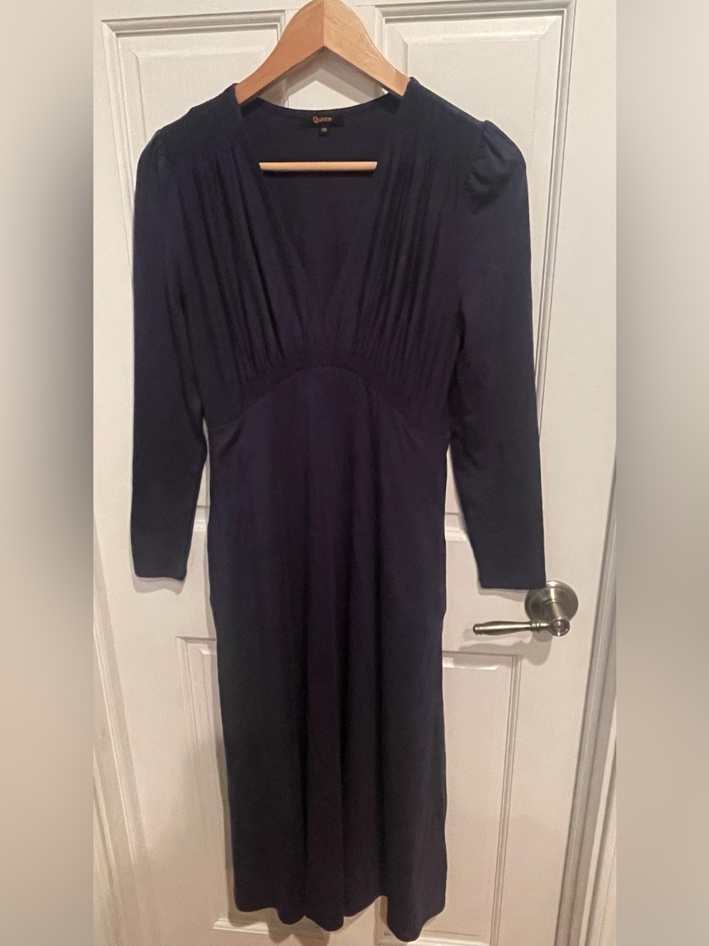Quince Navy Long-Sleeve V-Neck Maxi Dress XS - Picture 2 of 7